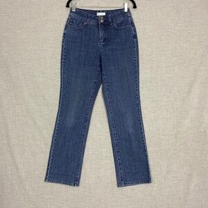 Christopher & Banks Jeans Mid Rise Baby Boot Blue Striated Denim Sz 4